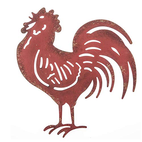 Everydecor Metal Rooster Wall Decor - Red French Rooster for Kitchen Decor and Yard Art - Hanging Farmhouse Sign for Indoor and Outdoor Use - Decorative and Lightweight - Image 3