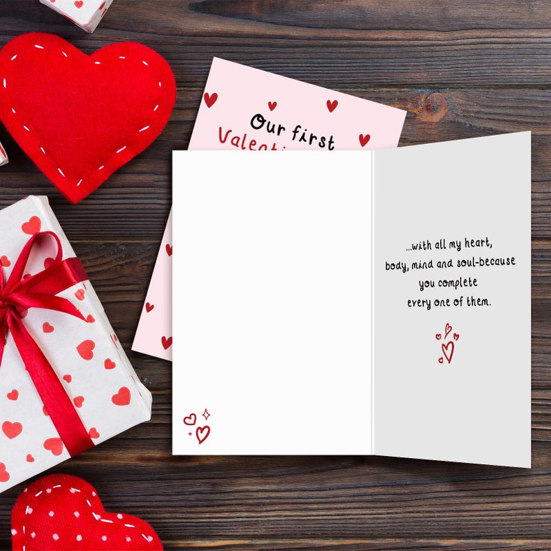 Ogeby First Valentine's Day Card for Husband Wife, Romantic 1st V-day Card for Him Her, Our First Valentine's Day As Mr & Mrs Cards - Image 3
