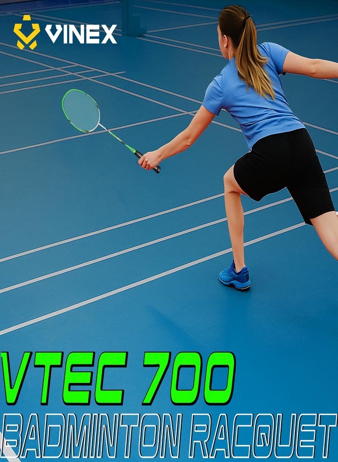 فينكس مضرب تنس الريشة VINEX VTEC 700 (83 غرام) | مضرب خفيف الوزن مصنوع من الجرافيت بنسبة 100%، بإطار فولكانو عريض ومرونة متوسطة | مضرب تنس ريشة للاعبين المحترفين مع حقيبة حمل (عبوة من قطعة واحدة) - Image 5