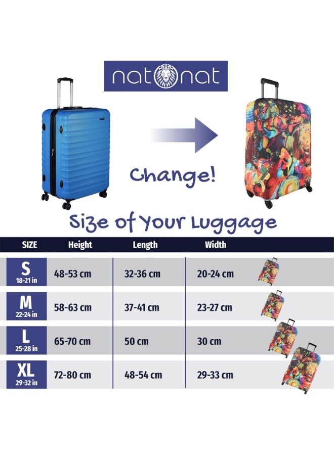 natOnat Travel Luggage Cover Protector - Suitcase Cover - Stretchy, Washable Spandex & Polyester - Protects Against Dirt & Scratches - Festival Design - Fits 65-70 CM Height (Large) - Image 2