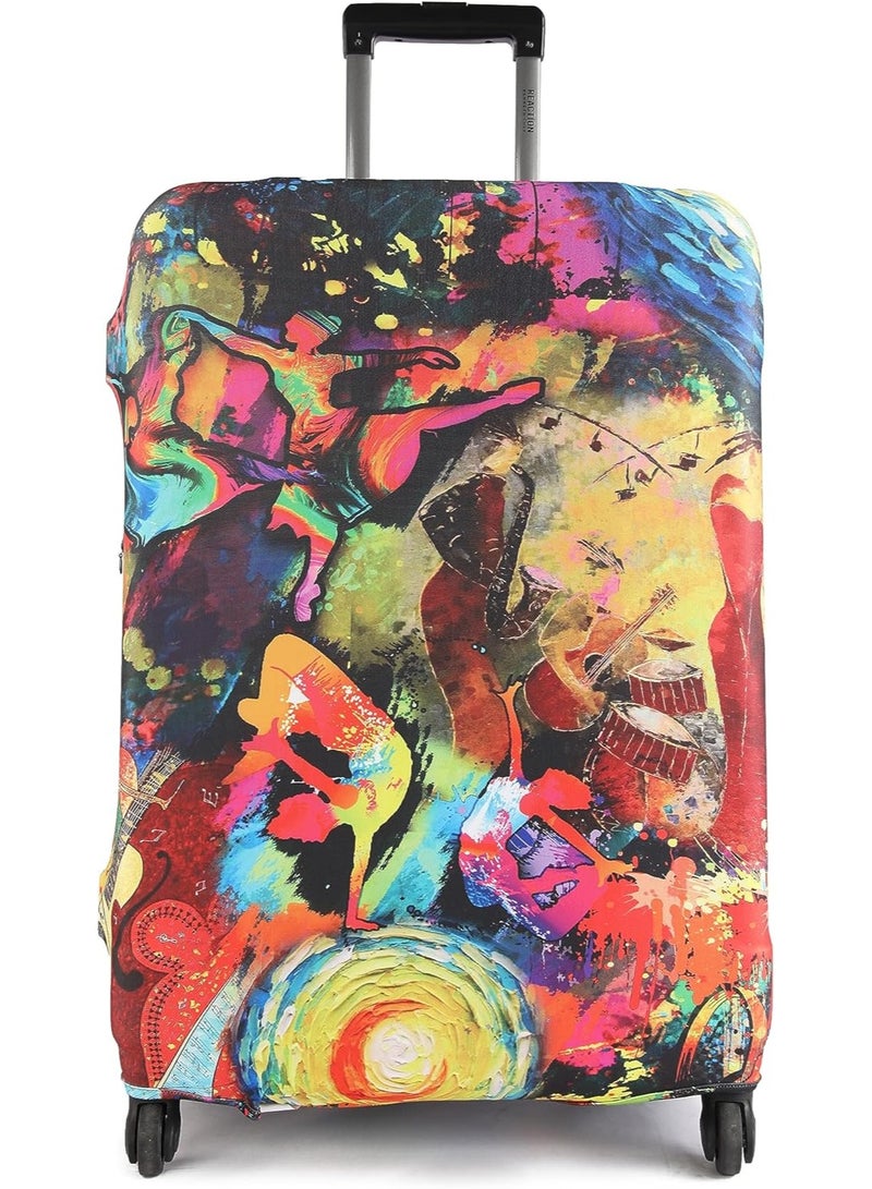 natOnat Travel Luggage Cover Protector - Suitcase Cover - Stretchy, Washable Spandex & Polyester - Protects Against Dirt & Scratches - Festival Design - Fits 65-70 CM Height (Large) - Image 1