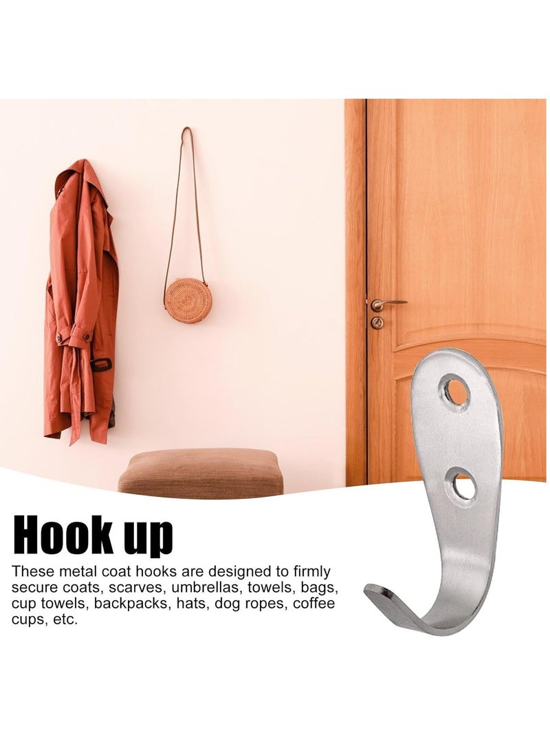 Royal Apex 2pcs Wall Mounted Hook with Screws & Fishers Heavy Duty Silver Wall Hanger for Clothes, Jackets, Robes, Towels, Hats, Keys, Bags & Cups Indoor & Outdoor Use (SIGLE SIDE HOOK) - Image 3
