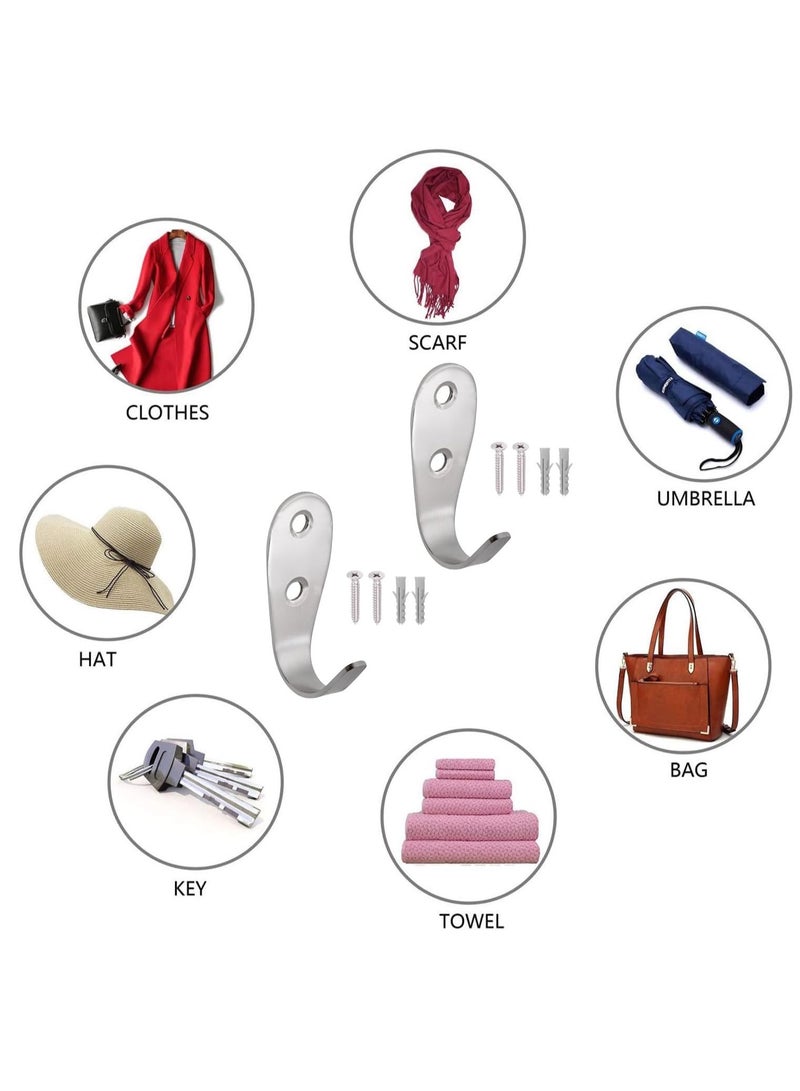 Royal Apex 2pcs Wall Mounted Hook with Screws & Fishers Heavy Duty Silver Wall Hanger for Clothes, Jackets, Robes, Towels, Hats, Keys, Bags & Cups Indoor & Outdoor Use (SIGLE SIDE HOOK) - Image 5