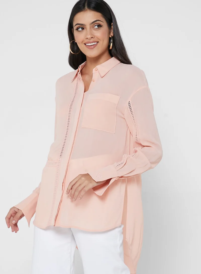 Ted Baker Lace Insert Longline Shirt