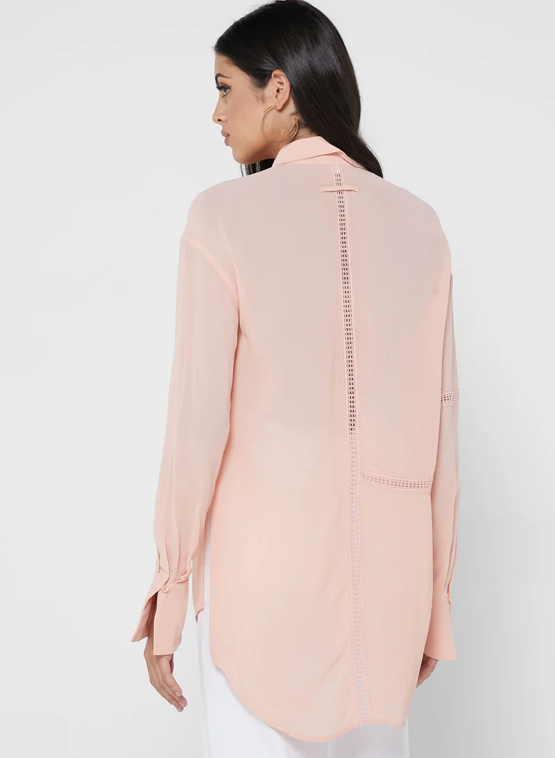 Ted Baker Lace Insert Longline Shirt
