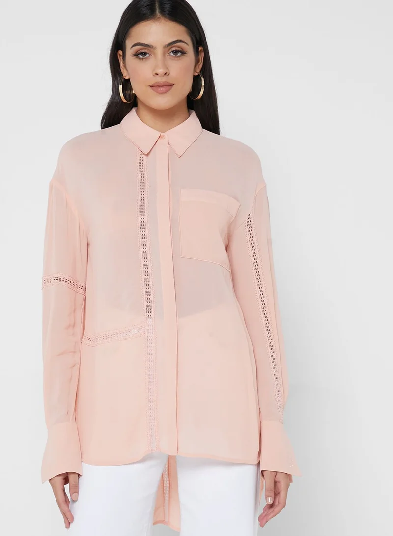 Ted Baker Lace Insert Longline Shirt
