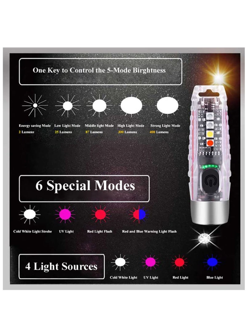 S12 Plus Mini LED Flashlights USB Rechargeable Small Keychain Flashlight with 11 Modes of Main  Side Light, Portable Pocket EDC Flash Light for Daily Using, Backpacking, Camping, Hiking, etc. - Image 2
