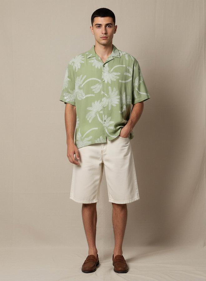 Splash FAV Men Camp Collar Palm Tree Print Short Sleeves Resort Shirt - Image 2