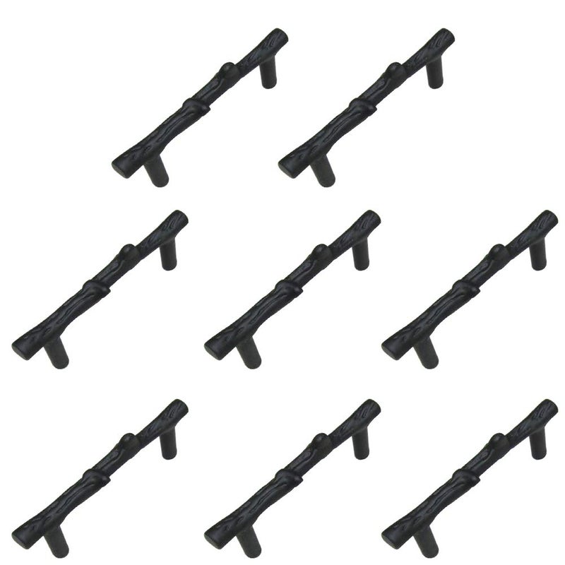 8PCS Black Branch Handles Twig Tree Branch Cabinet Knobs Rustic Drawer Pulls Alloy Leaf Cabinet Pulls for Farmhouse Kitchen Dresser Cabinet Door Handles Knobs 8 Pack 3 Hole Distance Black