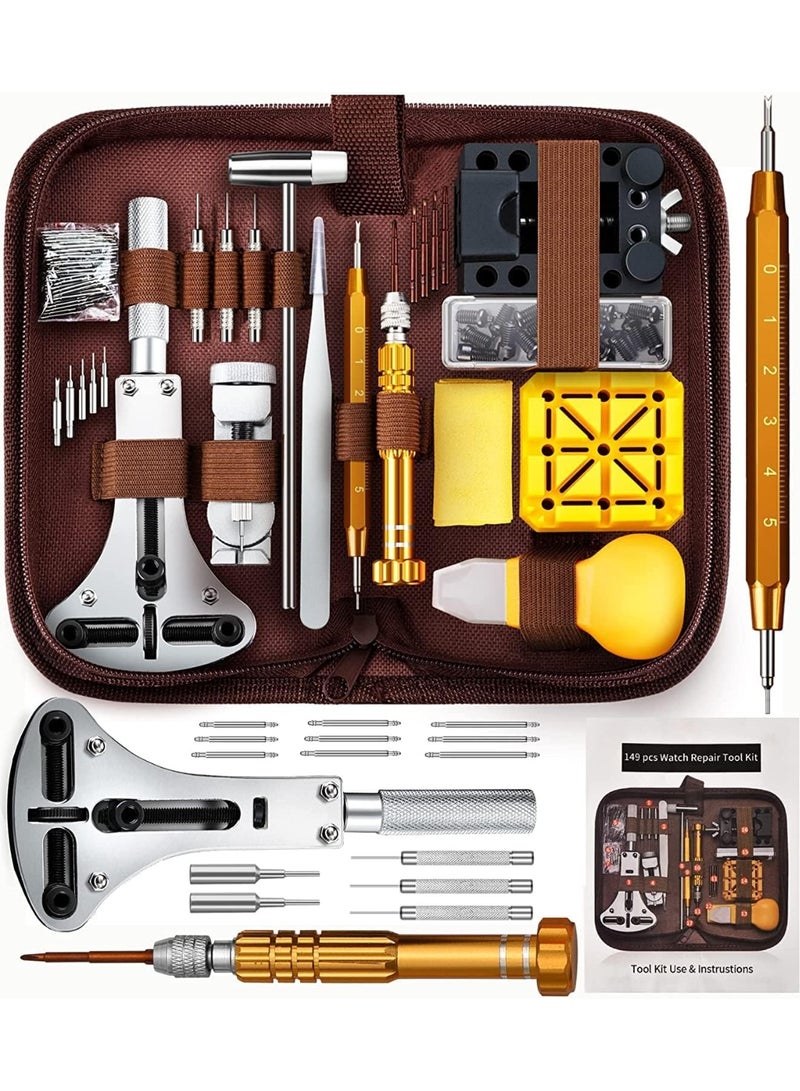149Pcs Watch Repair Tool Kit, Precision Screwdriver Set for Watch Link Removal Tool, Professional Watch Battery Replacement Tool Watchband Link & Back Remover Spring Bar Tool Kit - Image 1