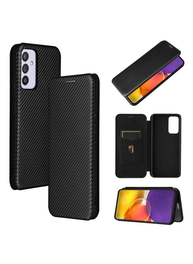 اس-توب جراب لهاتف Samsung Galaxy A82 5G / Quantum 2 مصنوع من ألياف الكربون بتصميم أفقي قابل للطي مصنوع من مادة TPU + PC + جلد PU مع فتحة للبطاقات - Image 1