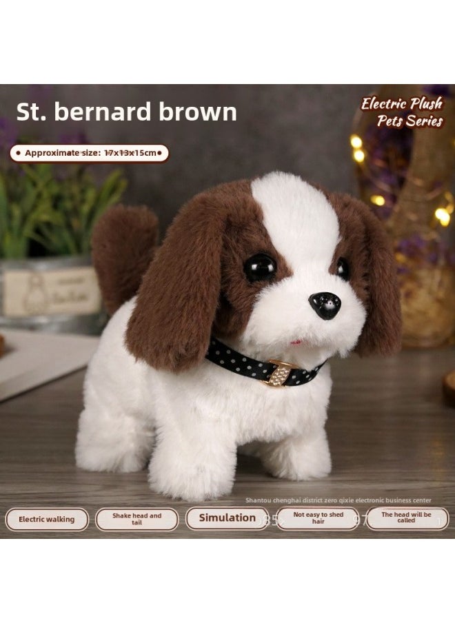Electronic Pet Toy Dog Cat Interactive Intelligent Robot Pets Smart Puppy Kitten Playmate Automatic Feeder-Color:Saint Bernard (Brown)-Specifications:opp Bag  - Image 1