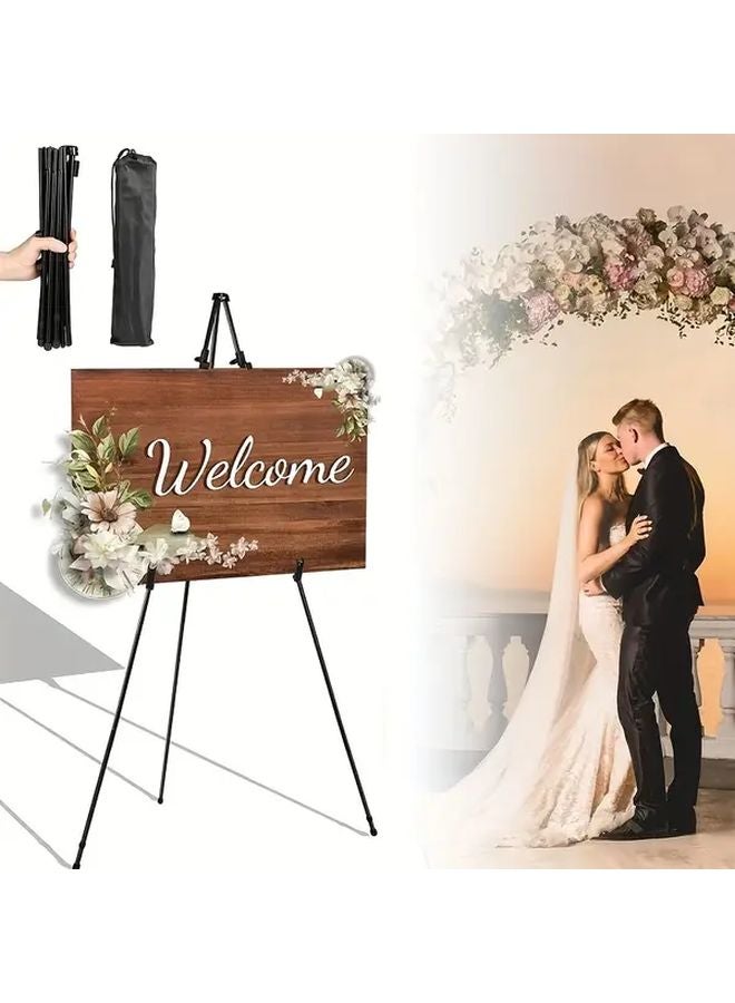 حامل معدني أسود قابل للتعديل لعرض لافتات الزفاف والملصقات والأعمال الفنية - Image 2