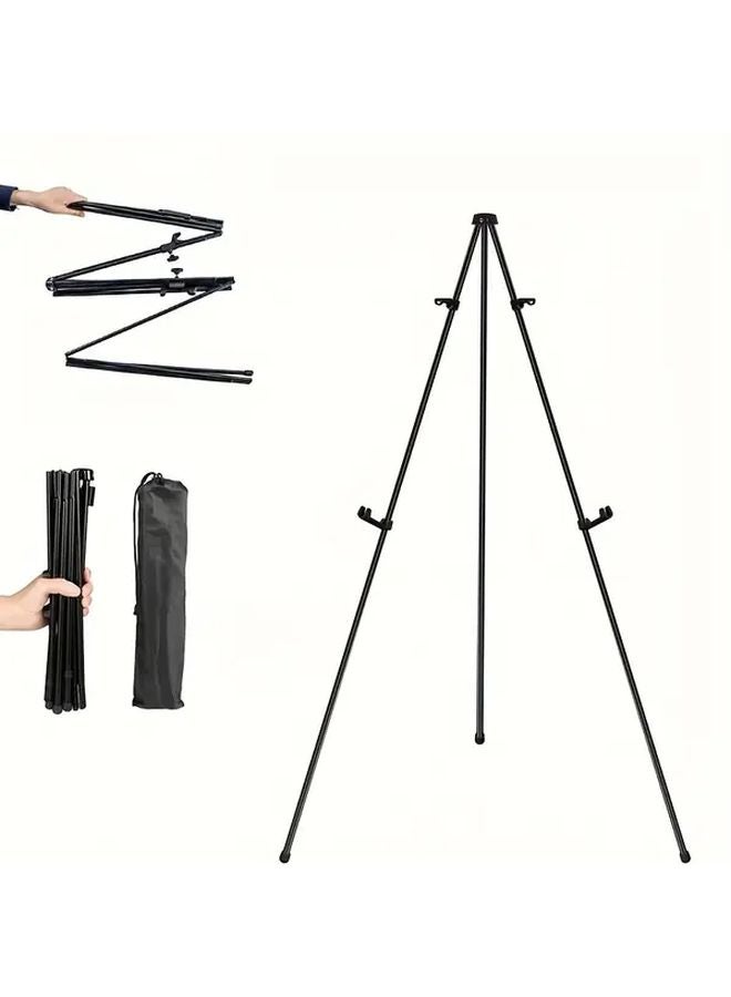 حامل معدني أسود قابل للتعديل لعرض لافتات الزفاف والملصقات والأعمال الفنية - Image 1