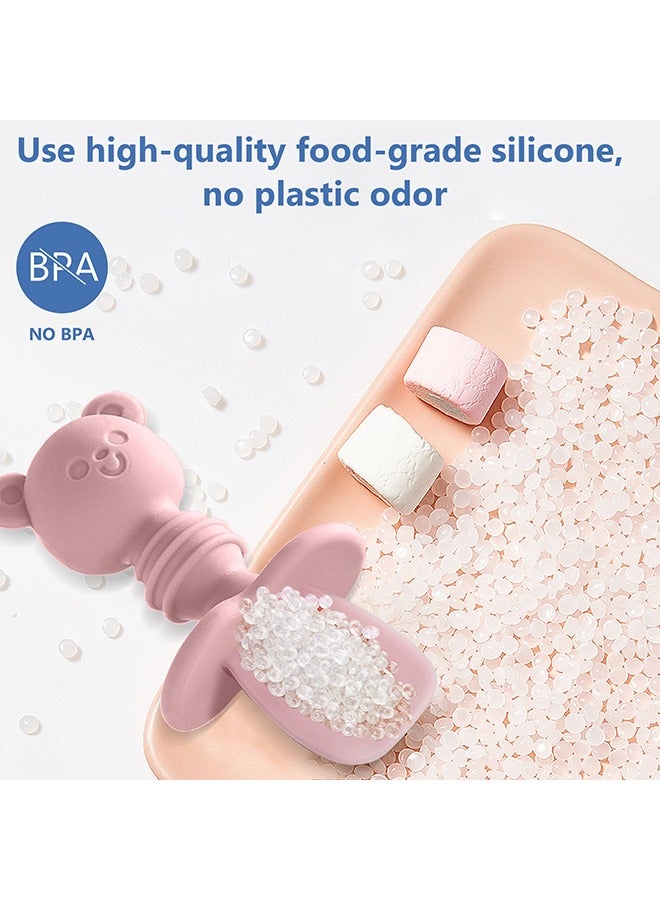 MiOne 4-Piece Silicone Baby Spoon and Fork Set for Baby Led Weaning Self-eat Training - Image 3