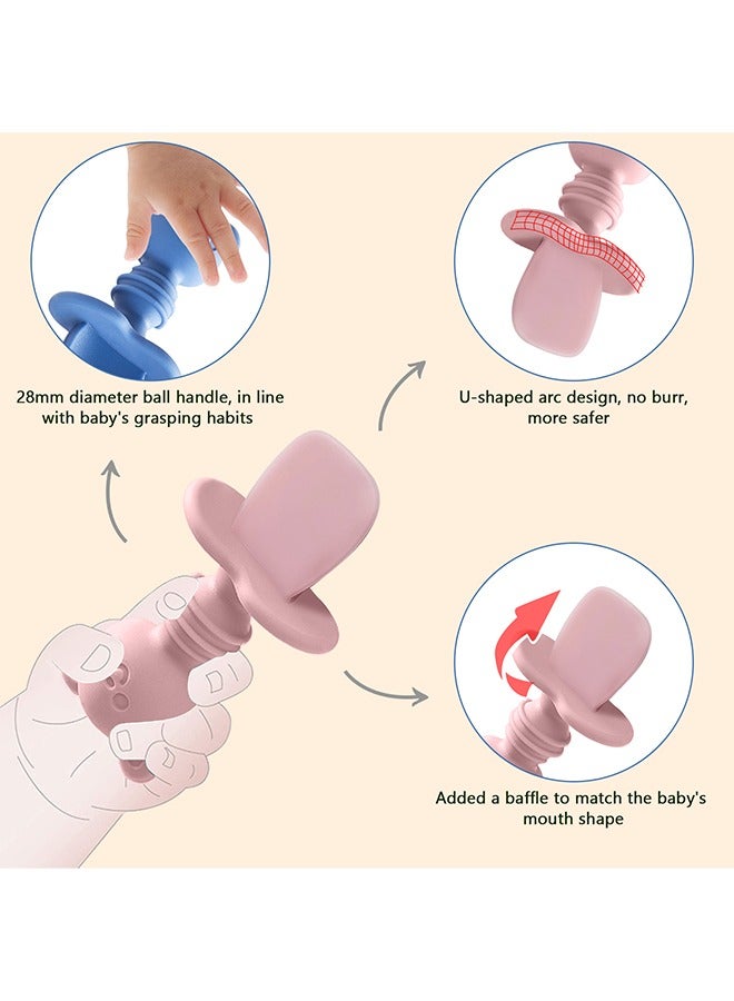 MiOne 4-Piece Silicone Baby Spoon and Fork Set for Baby Led Weaning Self-eat Training - Image 5