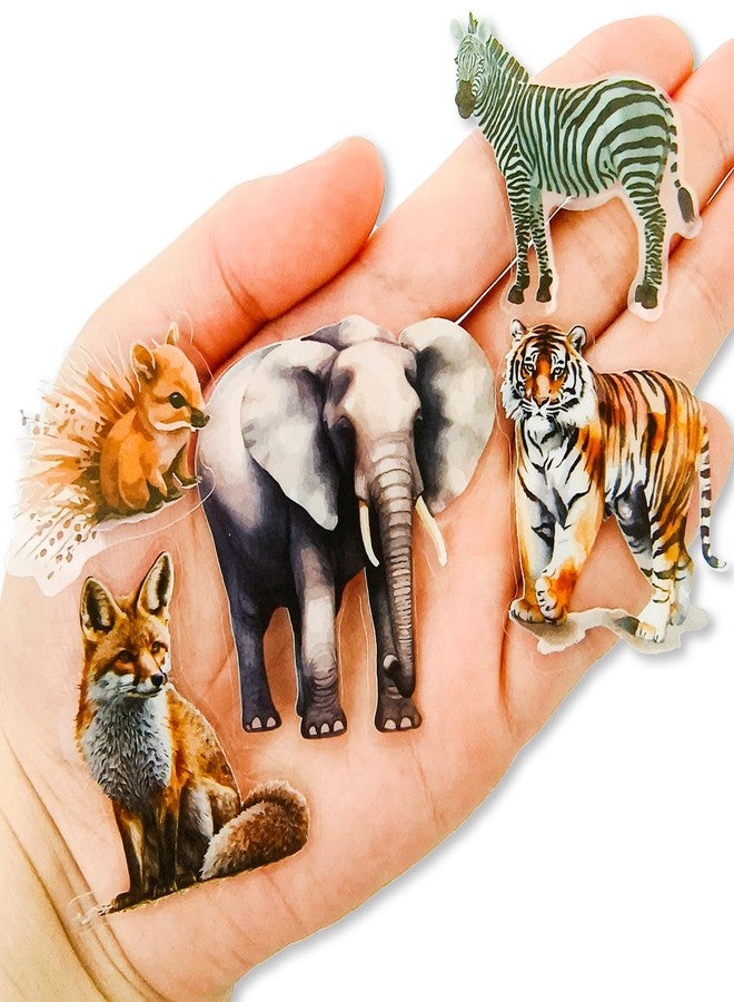 Desecraft 100Pcs Holographic Animal Stickers Nature Decorative Adhesive Watercolor Scrapbooking Supplies Journaling for Adults Card Making Scrapbook Materials Craft Daily Planner - Image 1