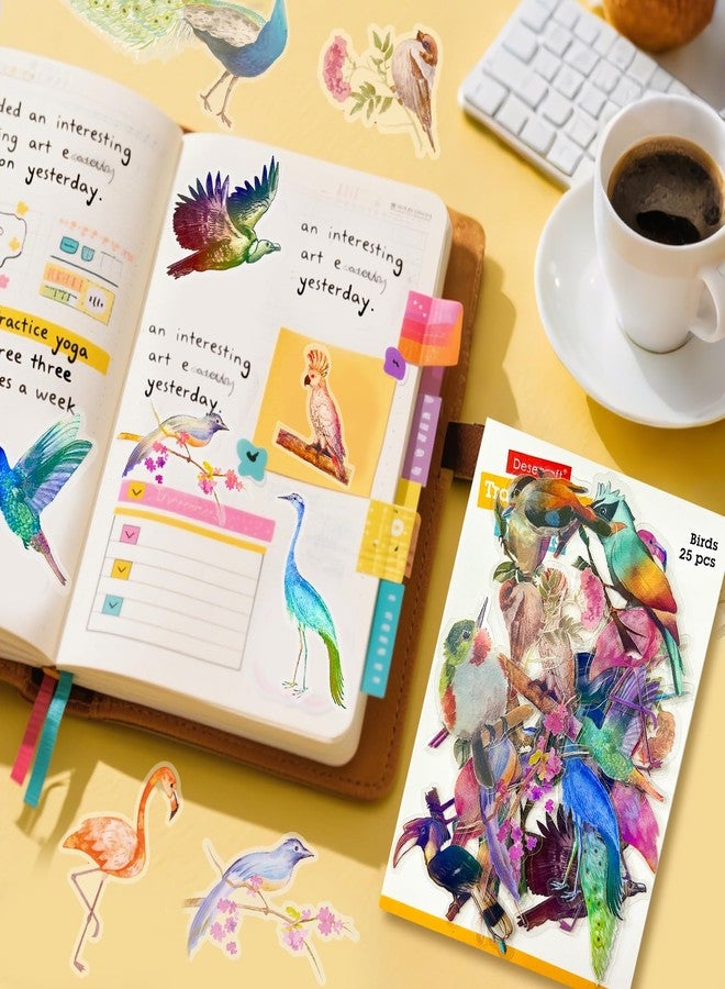 Desecraft 100Pcs Holographic Animal Stickers Nature Decorative Adhesive Watercolor Scrapbooking Supplies Journaling for Adults Card Making Scrapbook Materials Craft Daily Planner - Image 5