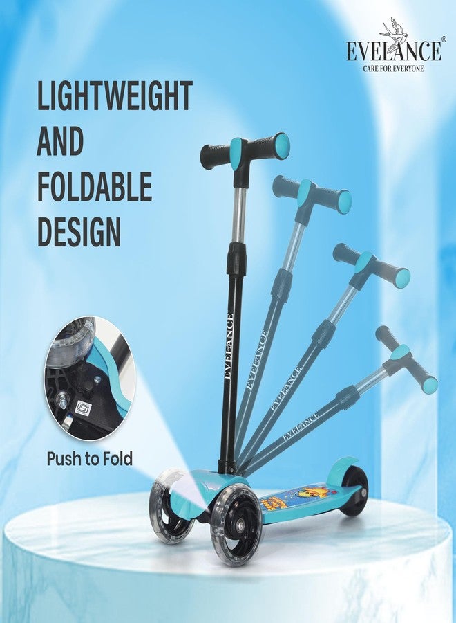 EVELANCE 3 Wheel Kids Road Runner Scooter with Adjustable Height, Foldable Kick Scooter for 3+ Years | Skating Scooter Outdoor Toy for Boys & Girls, Birthday Gift | 50kg Capacity(Blue) - Image 4