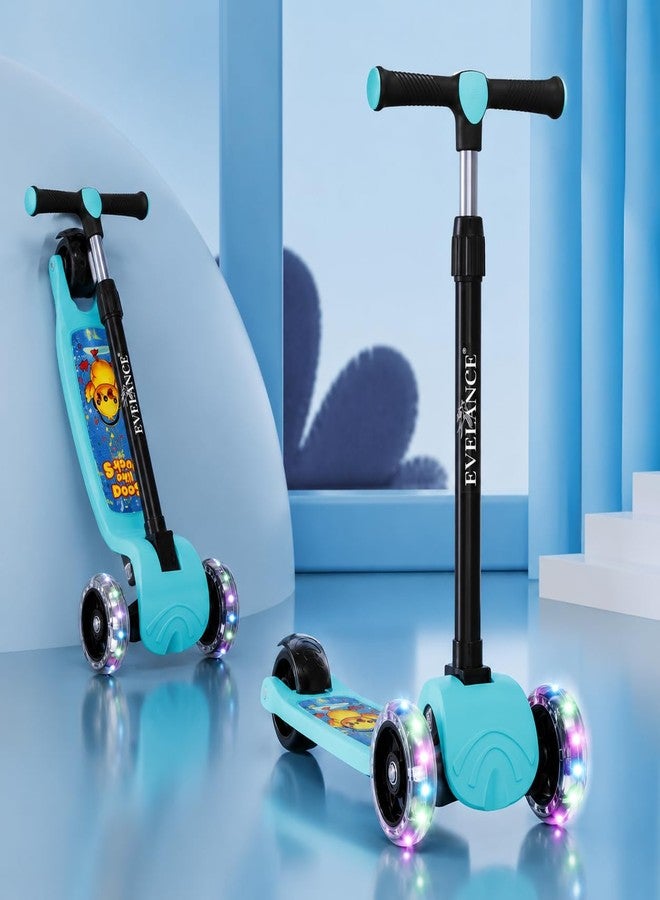 EVELANCE 3 Wheel Kids Road Runner Scooter with Adjustable Height, Foldable Kick Scooter for 3+ Years | Skating Scooter Outdoor Toy for Boys & Girls, Birthday Gift | 50kg Capacity(Blue) - Image 1