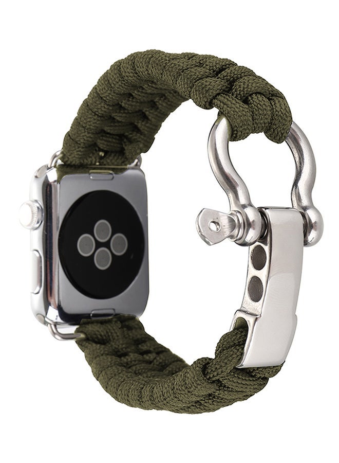 NIBEMINENT Nylon Woven Belt Replacement Band For Apple Watch 42mm Series 1/2/3 Green - Image 1