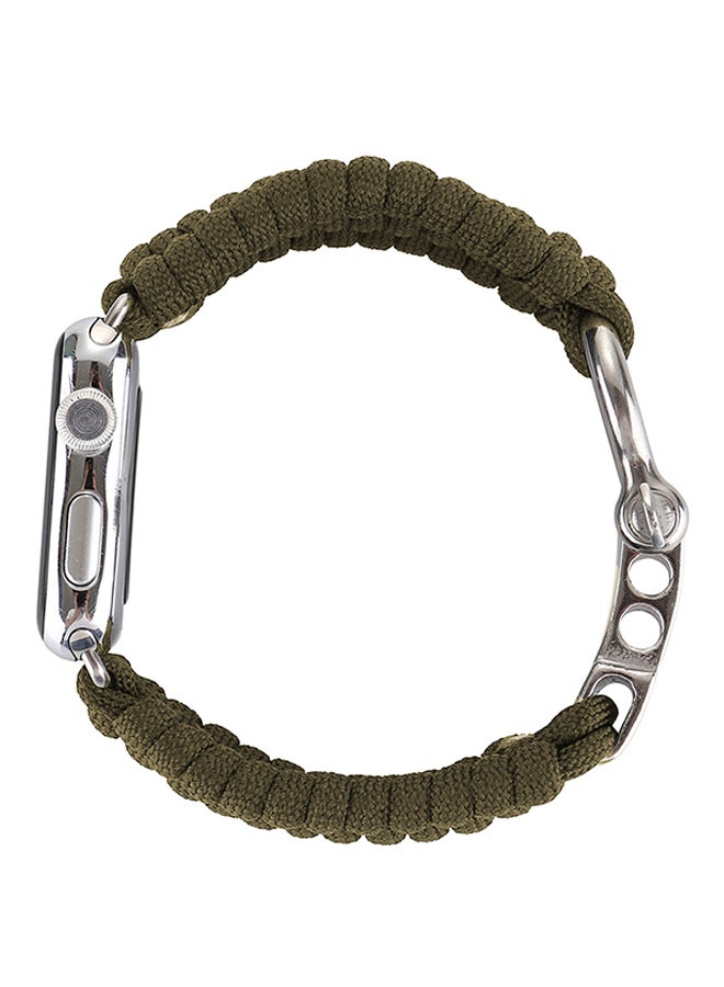 NIBEMINENT Nylon Woven Belt Replacement Band For Apple Watch 42mm Series 1/2/3 Green - Image 2