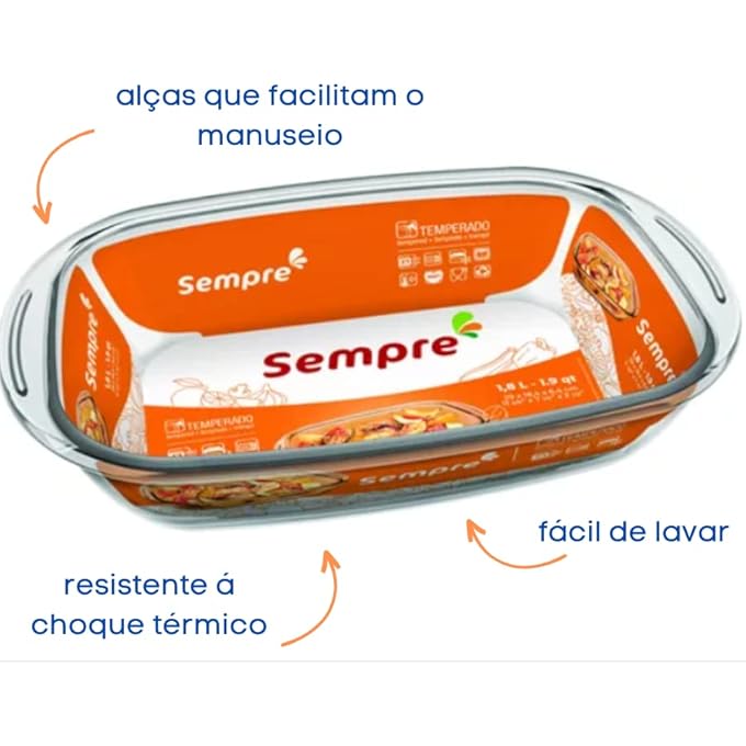 ريحني صينية خبز زجاجية مقسى 18 لتر من IMF Nadir Sempre Ovenware S Rect Roaster - Image 3