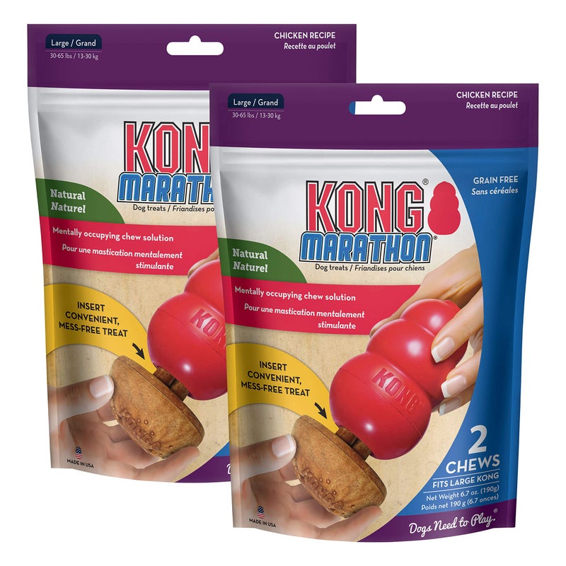 KONG Marathon - Pet Supplies for Training & Playtime - Healthy Dog Treat for KONG Dog Toys - For Large Dogs - Chicken Flavor - 2 Pack (4 Pieces Total) - Image 1