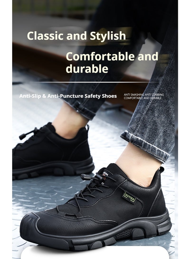 GUYISA Lightweight Steel Toe Shoes for Men | Comfortable Slip On Safety Sneakers | Puncture Proof Indestructible Fashion Work Shoes for Industrial Construction - Image 4