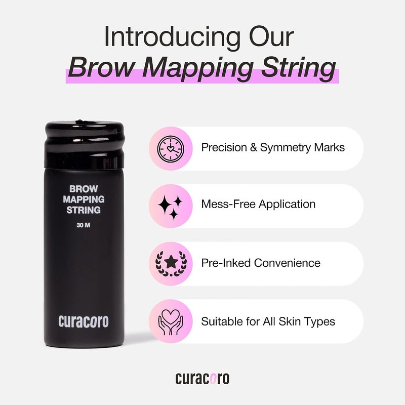 CURACORO Brow Mapping String, 30m Pre-Inked Professional Eyebrow Thread for Microblading & PMU, Bamboo Charcoal Mapping String for Eyebrow Shaping (Black) - Image 2
