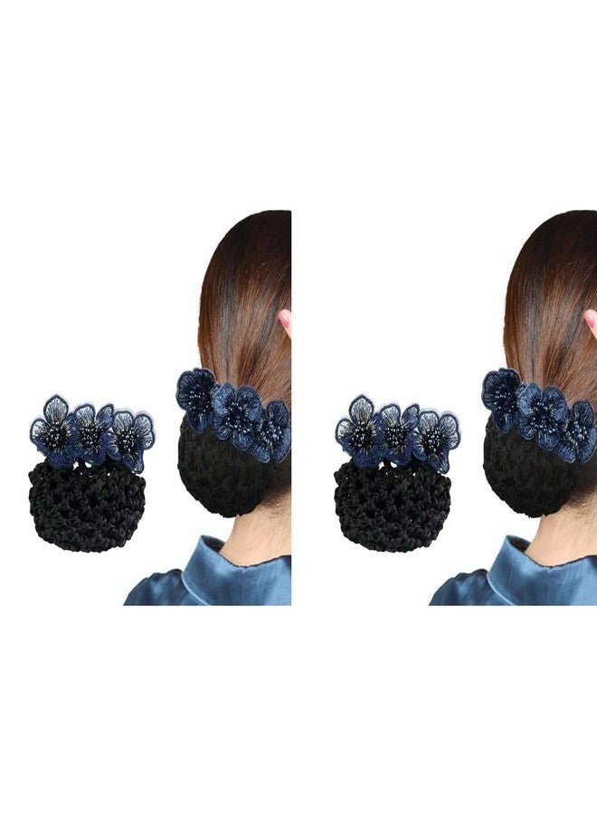 MAYCREATE Hair Snood Net Flower Bun Accessories for Women Clip Mesh Maker Knit Cover Hairnet for Daily Work Dancer Nurse 2 PCS - Image 1