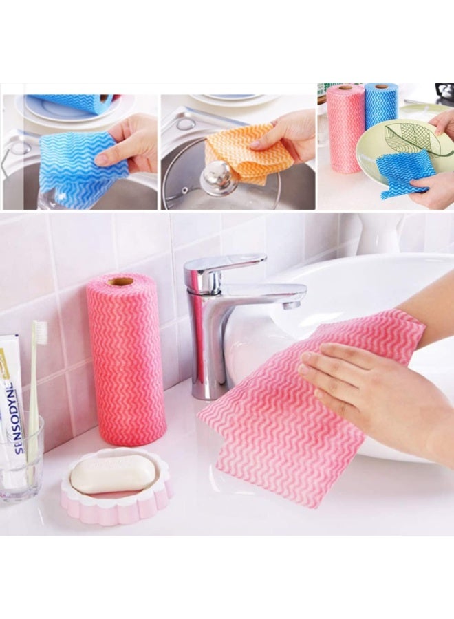 SKY-TOUCH 3 Rolls Reusable Cleaning Wipe Sheet, Multipurpose Towel Cleaning Cloth, Disposable, Non-Stick Wiping Rags, Household Paper Towels for Kitchen, House Cleaning Cloth Towel - Image 4