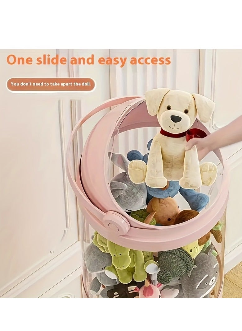 XiuWoo 1 Transparent multi-layer round flip-top acrylic doll storage box, waterproof plastic material, suitable for plush toys and puppets, decoration storage, round, gift packaging storage, green, 162cm - Image 3