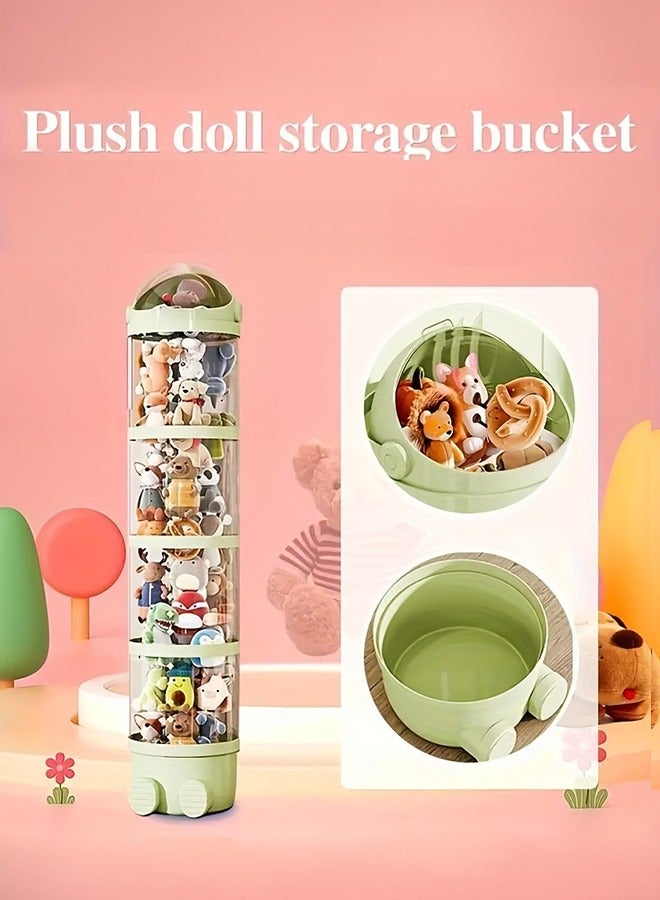 XiuWoo 1 Transparent multi-layer round flip-top acrylic doll storage box, waterproof plastic material, suitable for plush toys and puppets, decoration storage, round, gift packaging storage, green, 162cm - Image 1