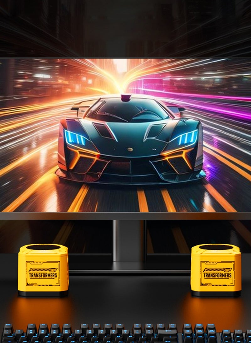 TRANSFORMERS مكبر صوت بلوتوث ميني TF-Y13 – بلوتوث 5.4، مكبر صوت 3 واط، 5 ساعات من وقت التشغيل، شحن سريع، تصميم محمول – أصفر - Image 4