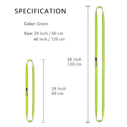 AINIKEY 18MM Nylon Climbing Sling Runner 23KN CE2008/EN566 Rock Climbing Webbing Straps for Outdoor Climbing, Rappelling, Swing, Yoga Hammock etc（Green | 60cm / 24inch | Pack of 3） - Image 3