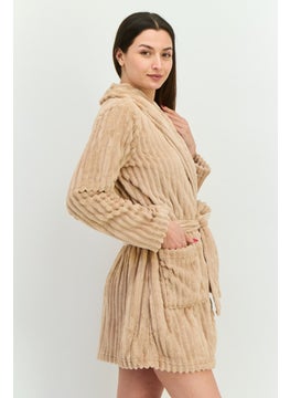 Tahari Women Textured Belted Robe, Light Brown  - Image 3