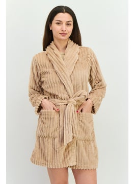 Tahari Women Textured Belted Robe, Light Brown  - Image 1