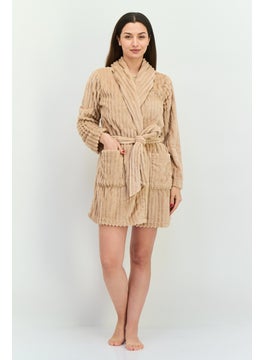 Tahari Women Textured Belted Robe, Light Brown  - Image 4