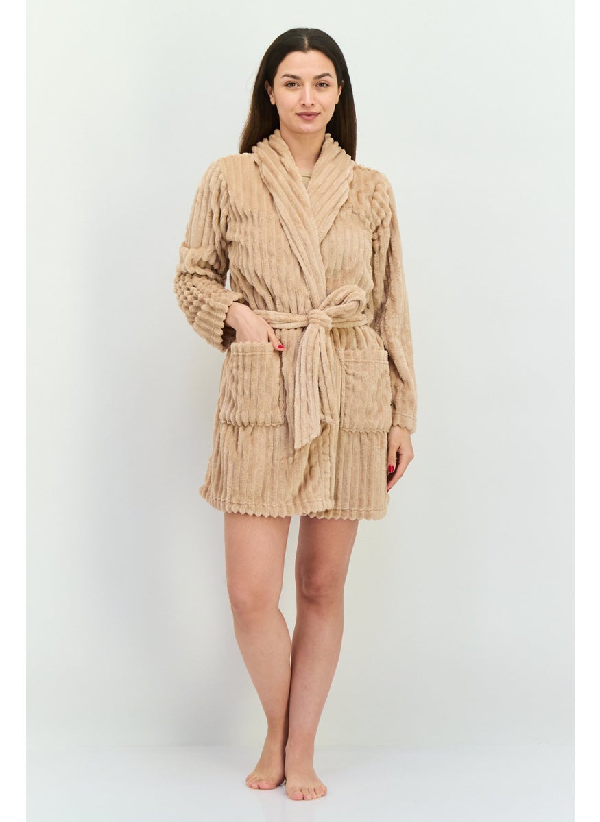 Tahari Women Textured Belted Robe, Light Brown  - Image 4