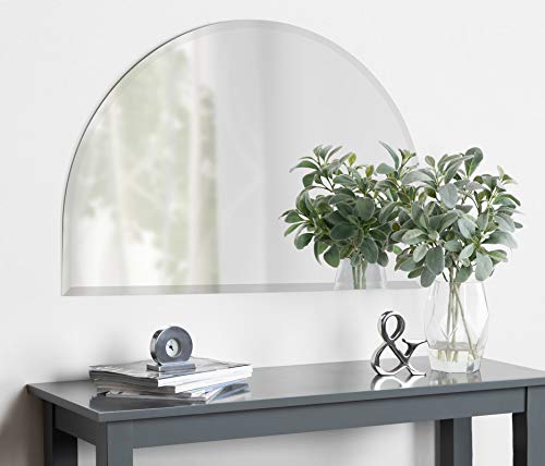 Quality Glass Half Round Frameless Decorative Mirror Glass for Wall Mirror Silver Size 18 X 24 Inch QGFL 111
