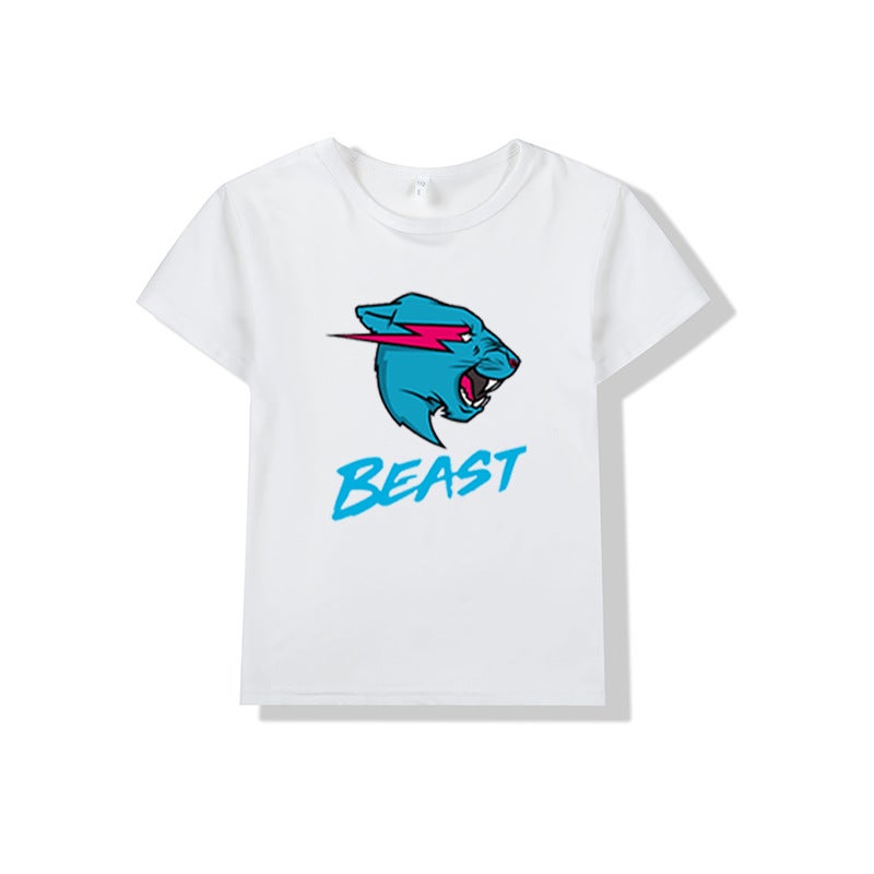 Independent Station -Selling Cartoon Mr Beast Boys And Girls Short-Sleeved T-Shirt Children'S Cartoon Printed Top - Image 3