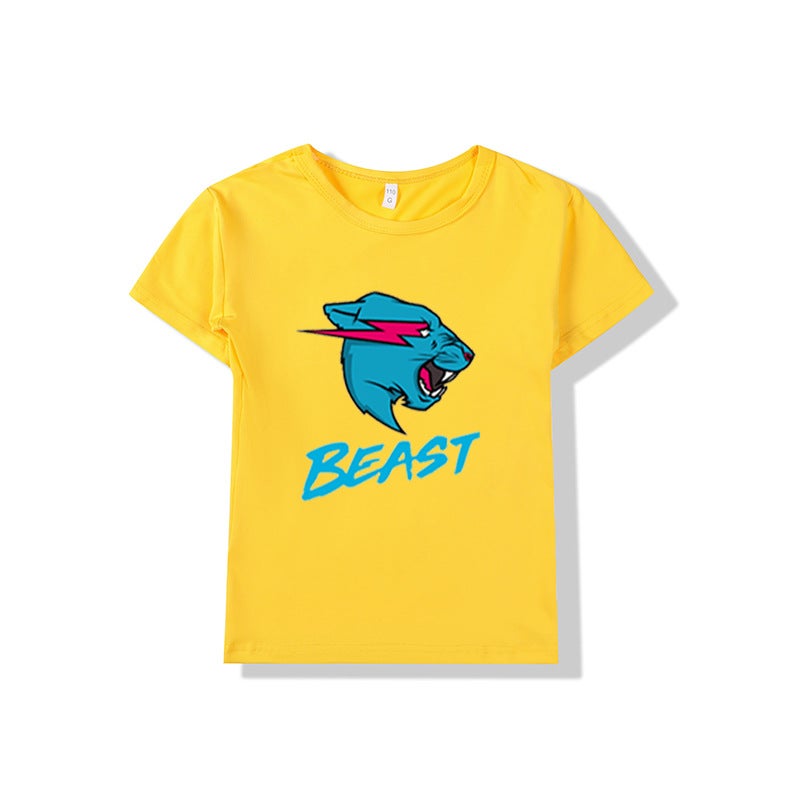Independent Station -Selling Cartoon Mr Beast Boys And Girls Short-Sleeved T-Shirt Children'S Cartoon Printed Top - Image 1