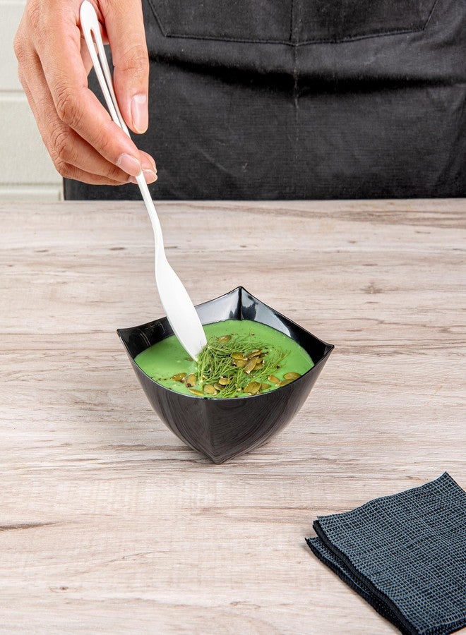 Restaurantware Moderna 8 Ounce Fancy Plastic Bowls 10 Square Disposable Salad Bowls - Durable Heavy-duty Black Plastic Bowls For Warm And Cold Foods - Image 4