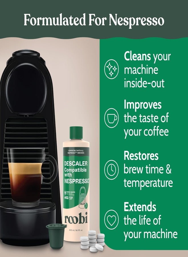 Roobi Descaling and Cleaning Kit for Nespresso Originaline. Includes 1 Bottle of Descaling Solution, 12 Cleaning Tablets and 1 Reusable Pod. Carbon Neutral. 1 Year Supply. - Image 2