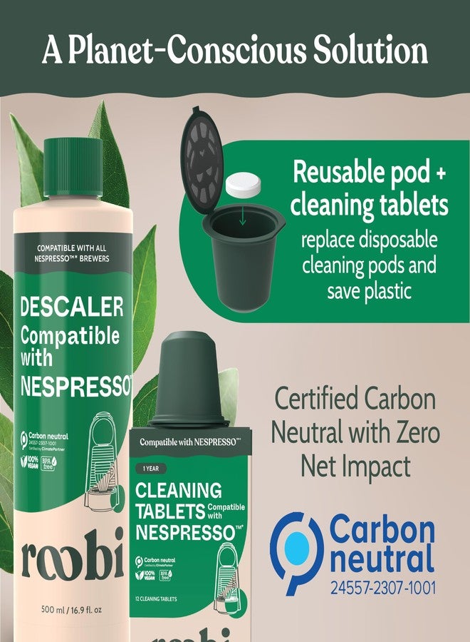 Roobi Descaling and Cleaning Kit for Nespresso Originaline. Includes 1 Bottle of Descaling Solution, 12 Cleaning Tablets and 1 Reusable Pod. Carbon Neutral. 1 Year Supply. - Image 5