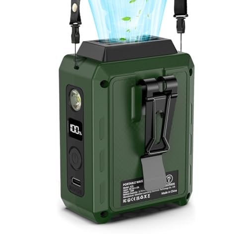 CAZOKASI Wearable Waist Clip Fan with Lighting Desktop Stand 16000rpm Runtime upto 20 hours (5000mAh / Green) - Image 1