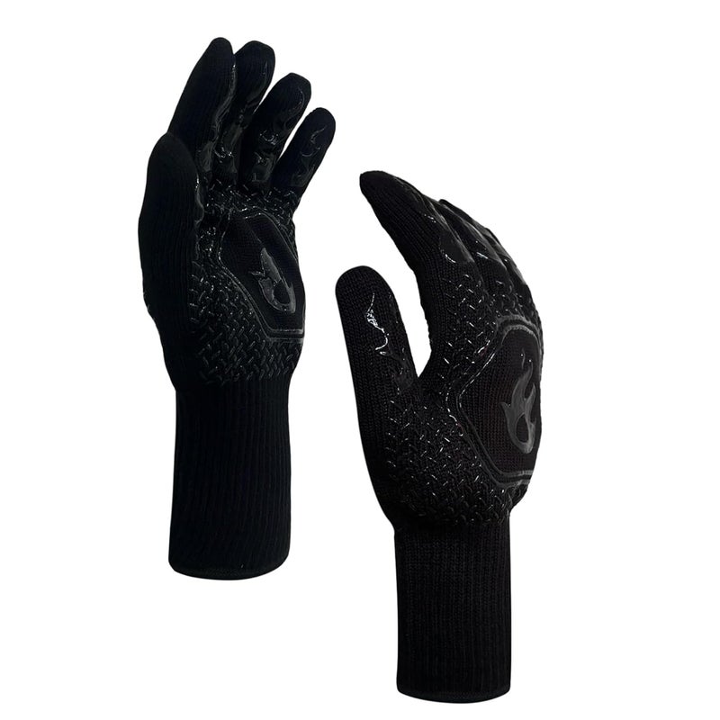 Peng Essentials BBQ Gloves| Heat Resistant Barbecue Gloves for Cooking| Grilling Gloves Non Toxiceco Anti-Slip| Protection of Hands from Fire Heat with Premium Silicon Gloves 1-Pair, (Black) - Image 1