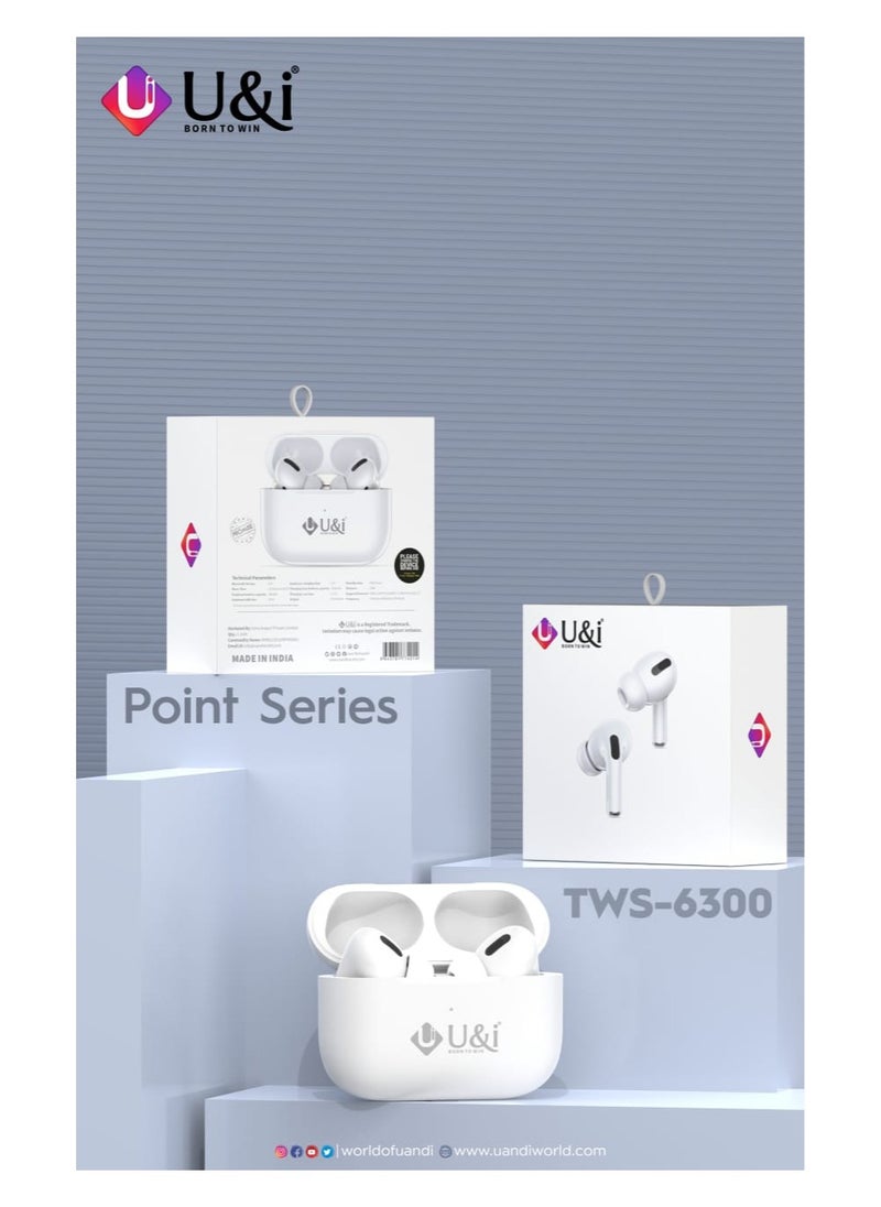 U&i - U&I 6300 Wireless Earbuds, Bluetooth Earbuds with 20-Hour Battery Life, 20 Hours Talk Time, 1-Hour Fast Charging, 400-Hour Standby, 10M Wireless Range, Compact and Comfortable Design – White - Image 1