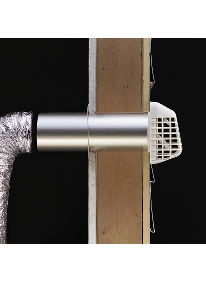 Deflecto Deflecto Supurr Guard Louvered Dryer Vent Hood with Pipe and Collar White and Silver 4 GVHAW4  - Image 4